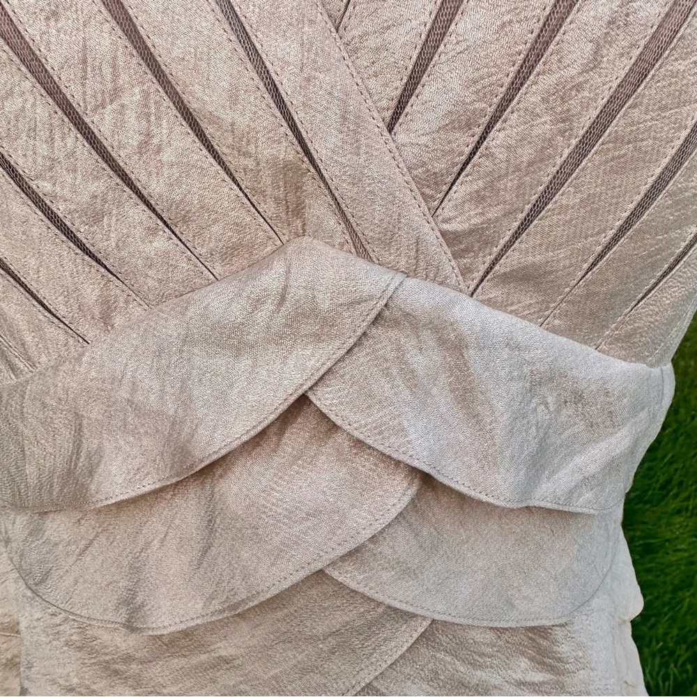 David’s Bridal Tiered Champagne Gold Shimmer Gown - Picture 12 of 15